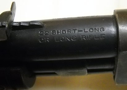 detail, markings on left side of Stevens No. 70 barrel